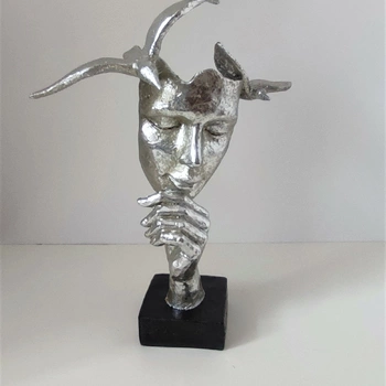 Figura Maska z ptakami na podstawie srebrna.webp
