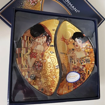 Komplet dwóch dekoracyjnych talerzyków Pocałunek i Adele G. Klimta.webp